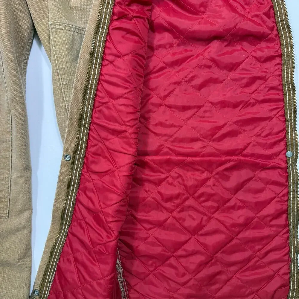Vintage Carhartt Duck Canvas Insulated Bib Overalls Brown USA Made Quilted Lined - Picture 7 of 8